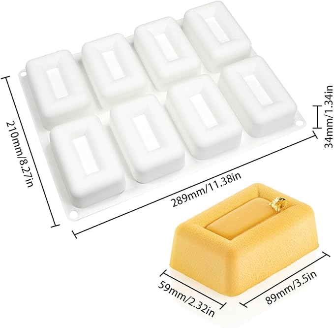 mostsom Silicone Molds Mousse Mold 3D Rectangle Shape Silicone Mold DIY Cake Mousse for Ice Cream Chocolate Pastry Art Pan Dessert Bakeware Cake Decorating Tool (E_ Big Rectangle)