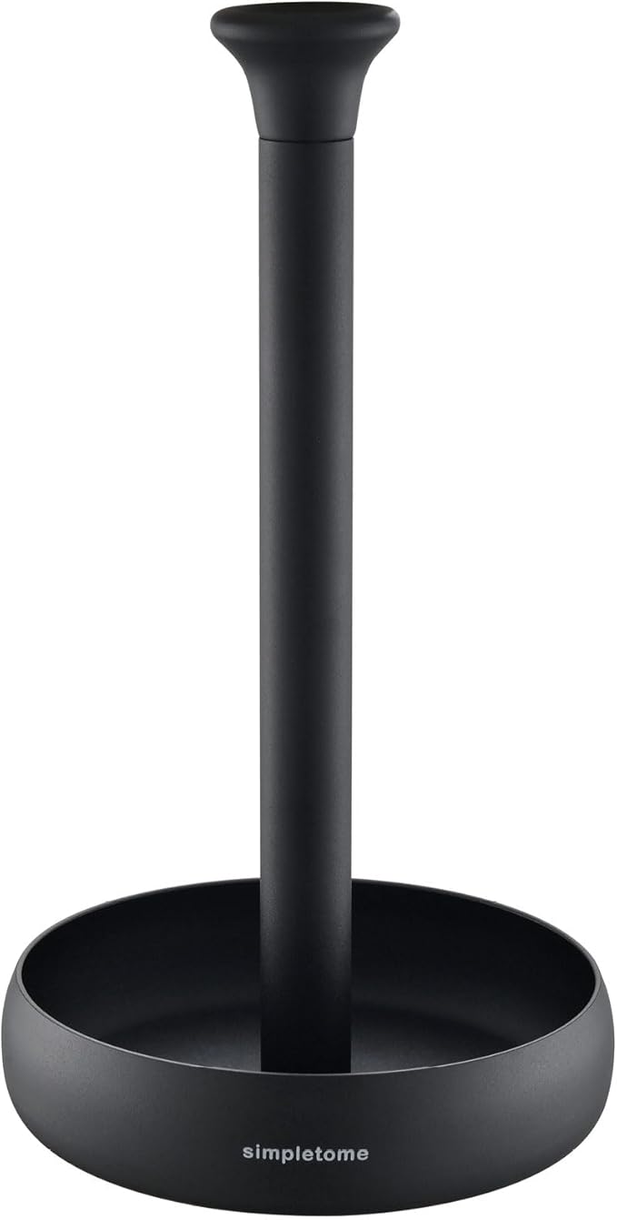 simpletome Paper Towel Holder Countertop Keep It Rolled Up Weighted Base (Matt Black)