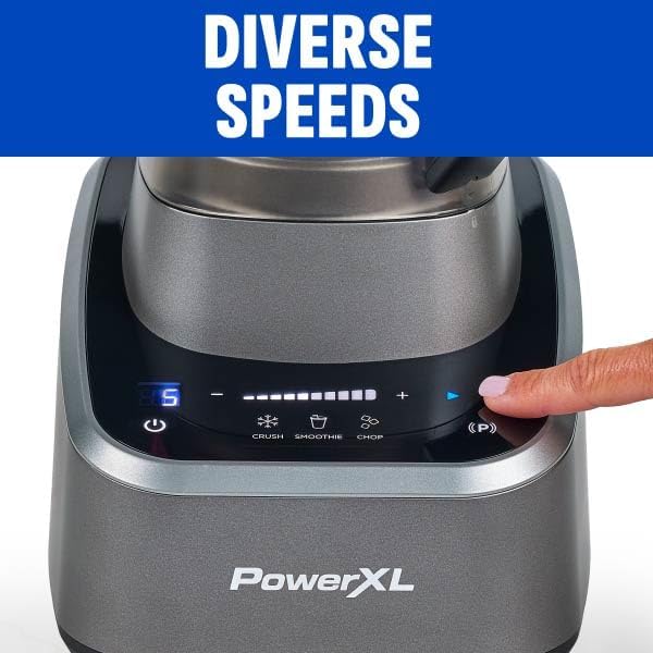 PowerXL SensiMax Blending Kitchen System – 1500W, Smart Sensing Technology, Hands-Free Blending, 3 Functions, 10 Speed Control, 72OZ Jar, 6-Tip Turbo Blade, 13 Food Processor Accessories, Storage Case