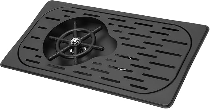 Zerodis Glass Rinser for Kitchen Sink Coffee Machine Products Steel Automatic High Pressure Countertop Cup Washer Spray Rinser Glass Pitcher Cleaner with Drain Drip (Black)