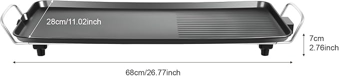 26" Large Electric griddle 1500W Teppanyaki Table Top Grill Griddle with Nonstick Surfaces & Adjustable 5 Temperature Setting for Indoor/Outdoor Use