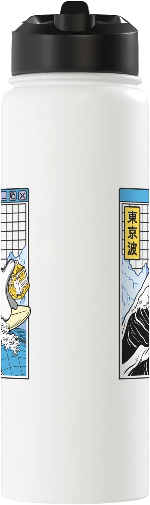 Surfing Ghost With Banana Milk Cartons Wave Kawaii Vaporwave Stainless Steel Insulated Water Bottle