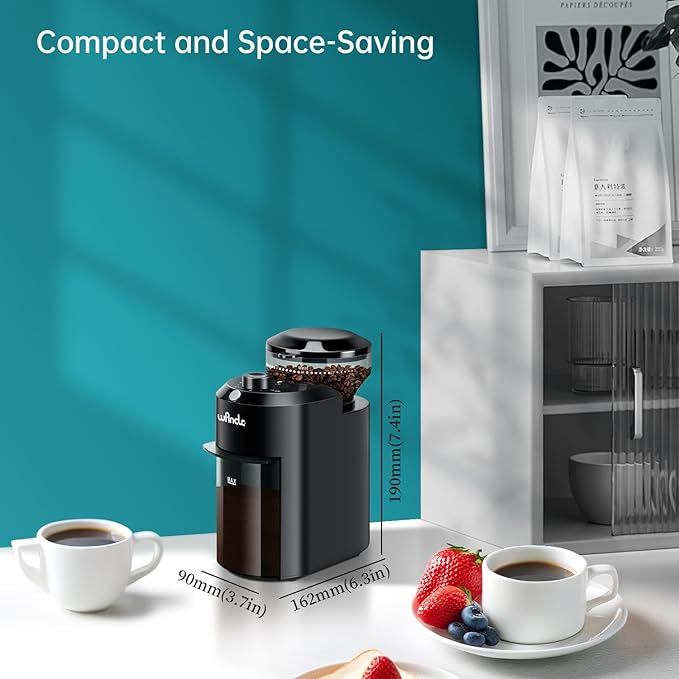 Wancle Electric Burr Coffee Grinder - Adjustable with 28 Precise Grind Settings for 12 Cups - Professional Coffee Bean Grinder (Plastic, Black)
