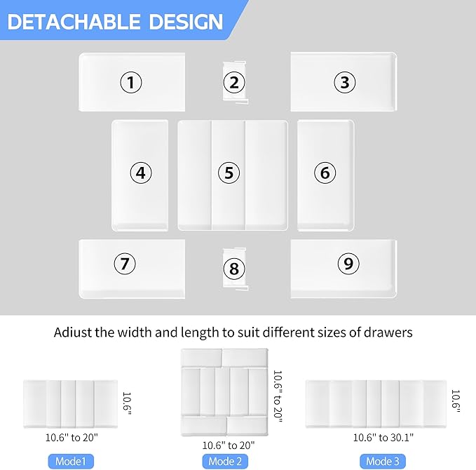 Jolitac Expandable Large Silverware Drawer Organizer - Adjustable Utensil Tray & Cutlery Holder, Plastic Storage for Spoons, Forks, Knives | Multipurpose Kitchen Organizers and Storage Solution, White