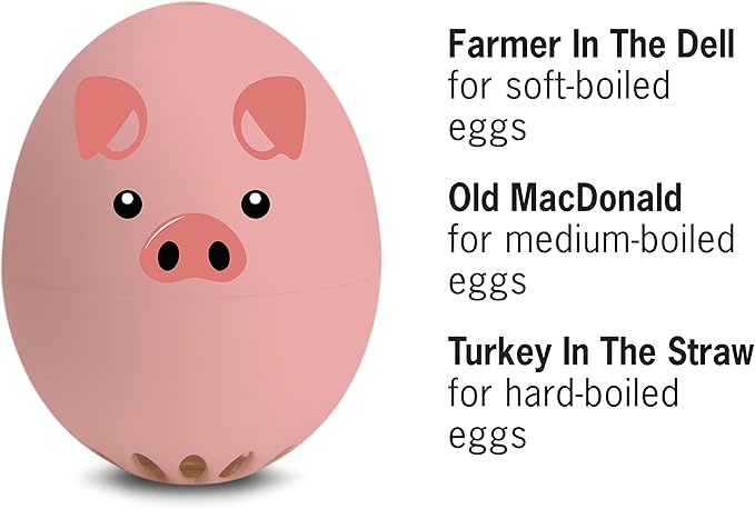 Piggy Beepegg – Egg Timer for Boiling Eggs – Musical Egg Cooker for Soft, Medium, Hard Boiled Eggs – Food Safe – Singing Floating Egg Timer – Egg Cooker for 3 Levels of Doneness - Brainstream