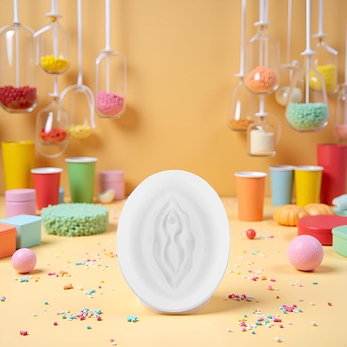 2Pcs White Women Genital Shape Chocolate Mold Novelty Candy Making Molds Silicone DIY Mould Jelly Tray Fondant Cake Making Supplies Pastry and Baking Molds Bakeware