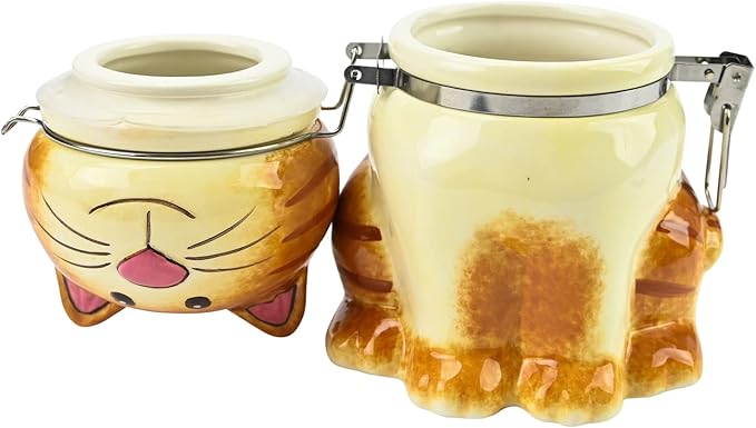 Hand-Painted Earthenware Pretty Kitty Hinged Jar by Boston Warehouse