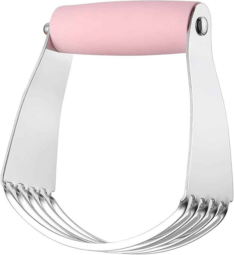Spring Chef Medium Size Dough Blender For Baking, Stainless Steel Dough Cutter Tool, Manual Pastry Cutter Tool with Sharp & Thick Blades, Dishwasher Safe Pastry Blender for Easy Mixing - Pink Lemonade