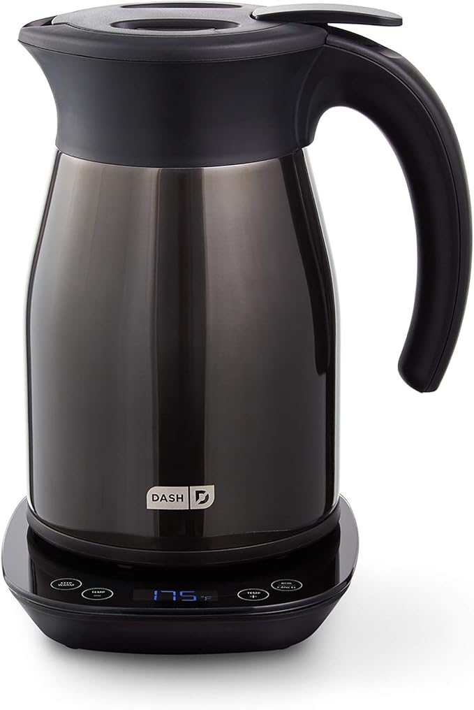Dash Insulated Electric Kettle, Cordless Hot Water Kettle - Black Stainless Steel, 57oz/1.7L