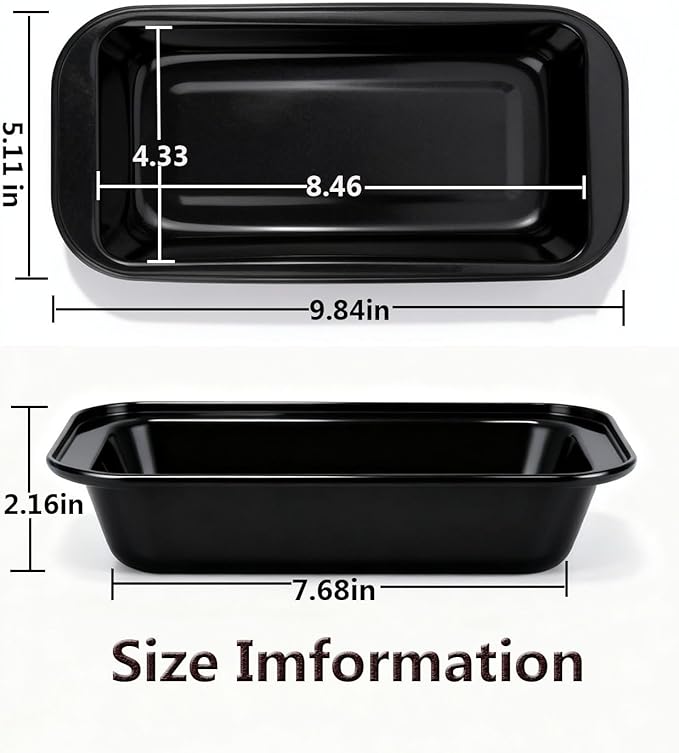 Yoehka 6 Pack Bread Pan Set, Non-Stick 8×4 Loaf Pans for Baking Homemade Bread, Sourdough, Brownies, Cake, Carbon Steel, Rectangle Baking Pans (Black)