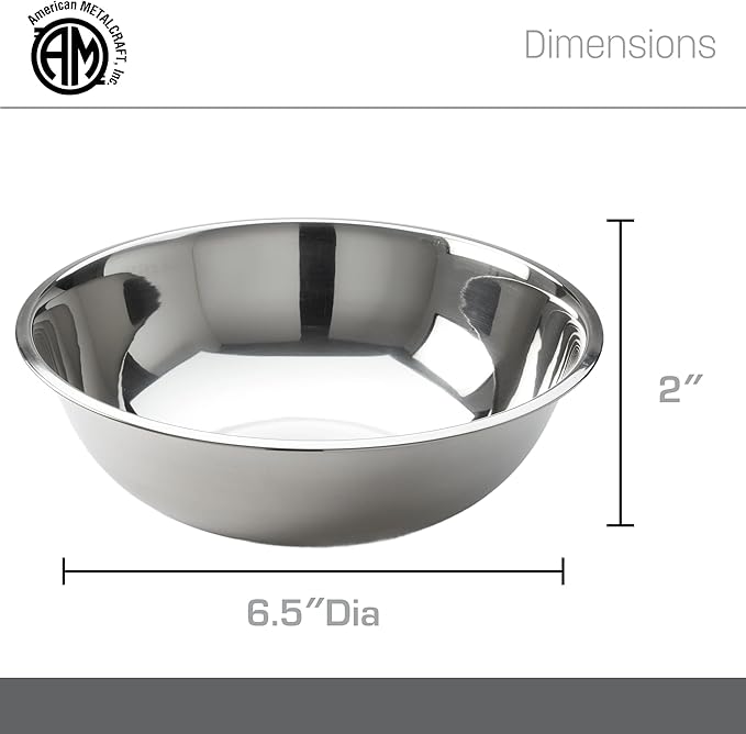American Metalcraft 3/4 qt Stainless Steel Mixing Bowl, Silver (SSB75)