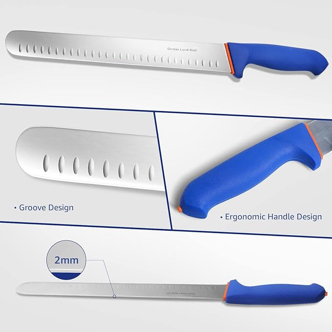 DRAGON RIOT Premium Slicing Brisket Knife 12 inch Slicer Knife for Meat Cutting - Stainless and Sharp BBQ Grill Roast Turkey Carving Knife Gift for Men&Women