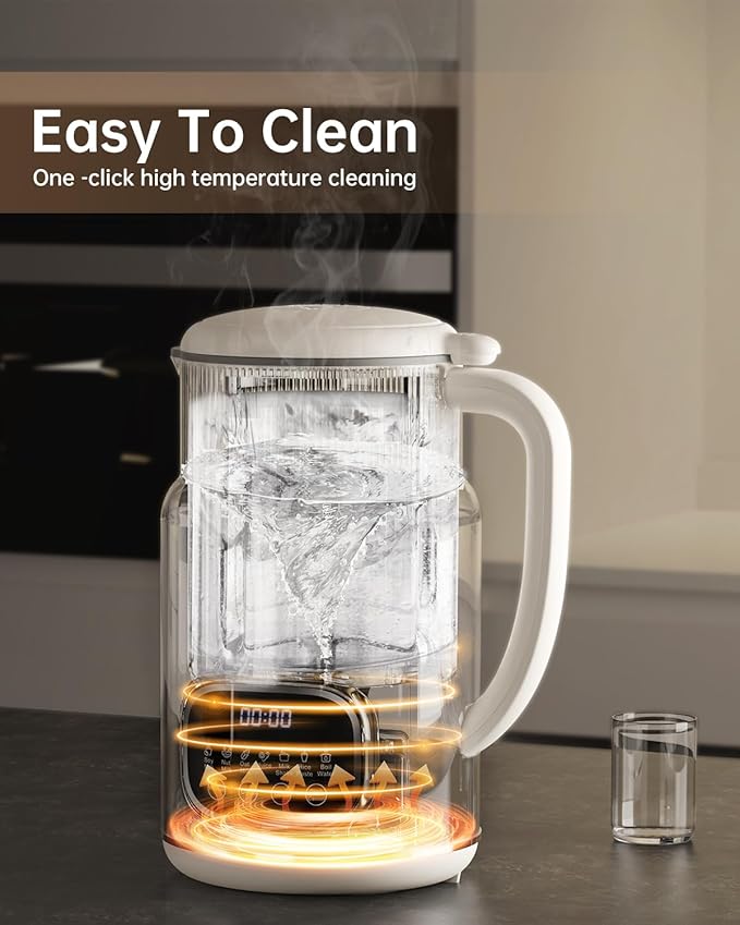 KDV 8-in-1 Nut Milk Maker, 32oz Automatic Plant Milk Machine with Delay Start, Soy Almond Oat Milk Stainless Steel Blender