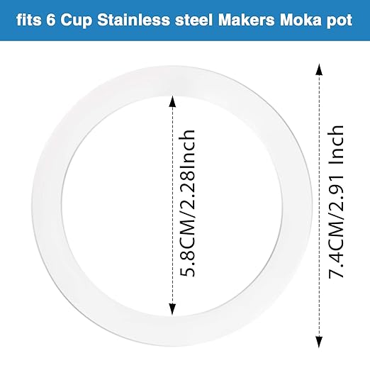 Moka Express Replacement Funnel Kit, 3 Packs Gasket Seals, 1 Stainless Steel Funnel with 1 Pack Stainless Filter (6-Cup)