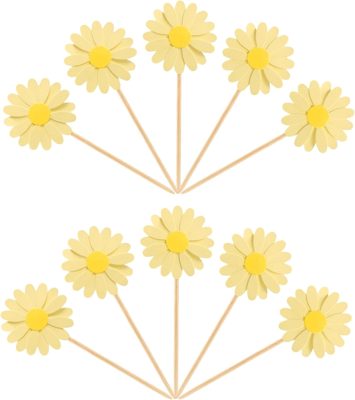 24Pcs Daisy Cupcake Toppers Daisy Flower Party Picks Spring Daisy Toothpicks Chrysanthemum Food Picks Girls Baby Shower Birthday Wedding Party Decorations Yellow