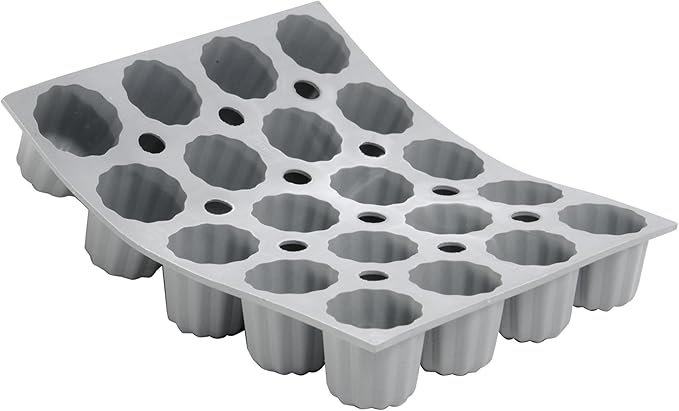 de Buyer ELASTOMOULE Mini-Cannele Silicone Mold - Creates 20 French Pastries - Easy to Use & Clean - Dishwasher Safe