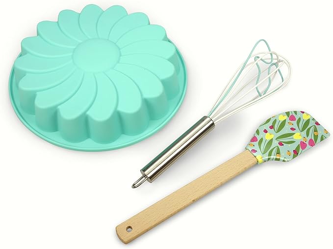 Handstand Kitchen Spring Fling Daisy 3-piece Real Cake Baking Set with Recipes