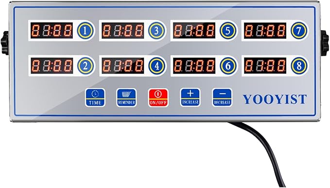 Kitchen Timers for Cooking – 8 Channel Commercial Kitchen Timer Restaurant Kitchen Supplies – Stainless Steel LED Technology Kitchen Timer Digital – Reminder Function, Loud Alarm, Silver