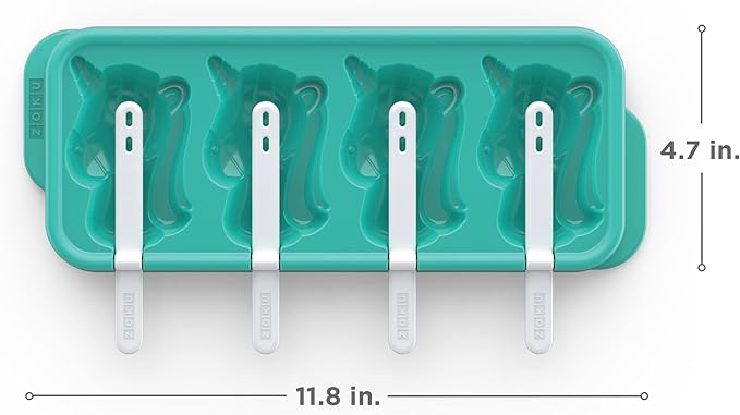 ZOKU Unicorn Ice Pop Molds, Stackable Easy-Release Ice Popsicle Tray with 4 Molds, Sticks, and Lid, BPA-free, Set of 2