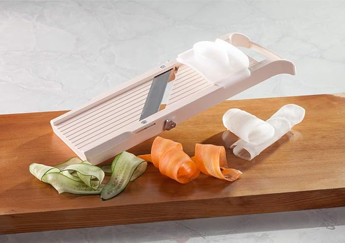 Benriner Super Standard Madoline Slicer, with with 4 Japanese Stainless Steel Blades, Almond