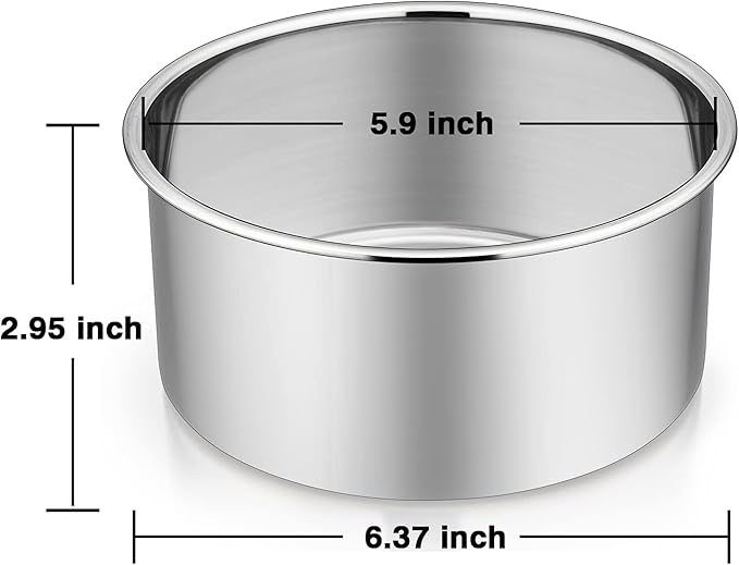 P&P CHEF 6 Inch Cake Pans Set, Round Baking Pan Stainless Steel Layer Birthday Wedding Cake Oven Pans, Non Toxic & Heavy Duty, Deep Side & Mirror Finish, Dishwasher Safe, (1Pc)