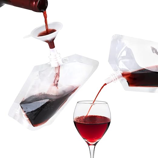 24 Pcs Plastic Flasks, 8 Oz Concealable and Reusable Drink Pouches, Leak-Proof Food Grade Plastic for Travel (8OZ-24PCS +3 Funnels)