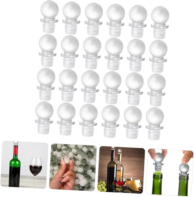 24pcs Glass Ball Wine Stoppers with Silicone Seal Reusable Bottle Caps for Wine Aromatherapy Perfume and Cosmetic Bottles Convenient and Versatile Savers