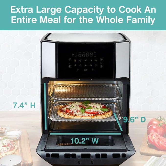 West Bend AFWB12BK13 Electric Air Fryer Oven, Countertop Air Fryer Rotisserie Combo with 10 Digital Quick Menu Presets, 1700 W, 12.6 Qt, Black