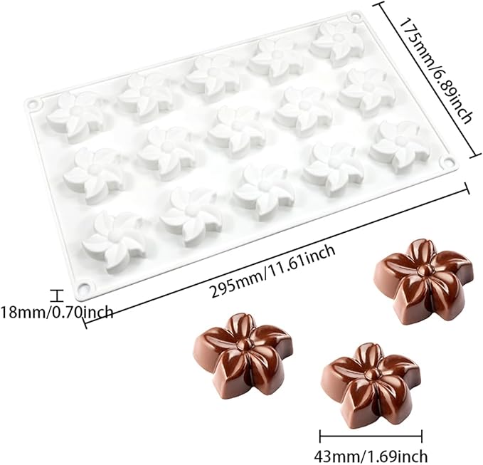 Chocolate Silicone Molds Flower Cake Baking Silicone Mold, Baking Moulds for Making Hot Chocolate, Jelly, Ice Cubes, Pudding, Mousse (E_ Flower)