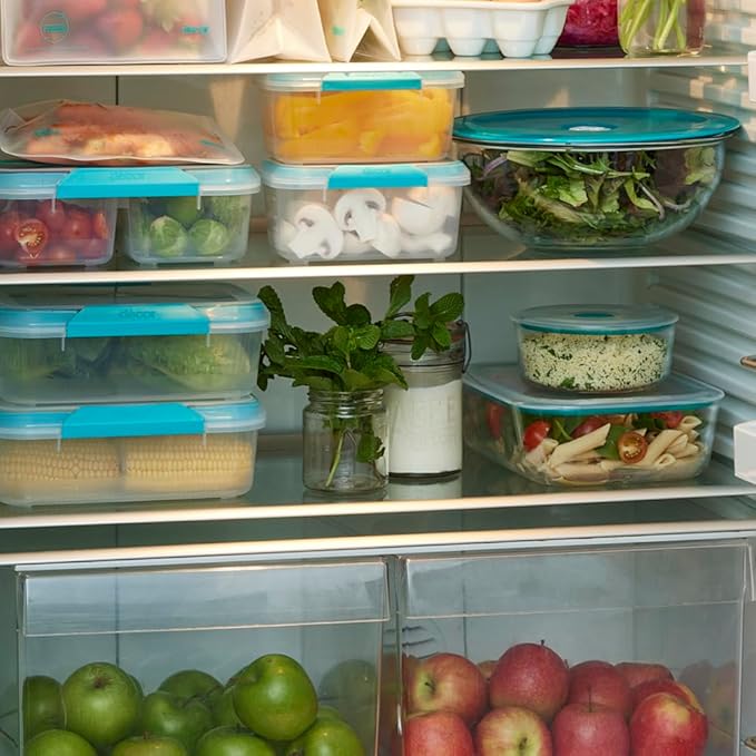 Décor Large Food Storage Containers | 2 Pack - 2 x 1.4L | Reusable Plastic Airtight Food Containers | Fresh Seal Clips | Microwave, Freezer & Dishwasher Safe | 1.4L Capacity
