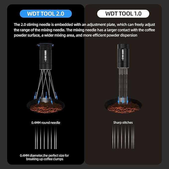 MHW-3BOMBER WDT Tool Espresso Distribution Tool with Magnetic Stand for Barista+ MHW-3BOMBER Espresso Steaming Pitcher Milk Frothing Pitcher Stainless Steel Milk Coffee Cappuccino Latte Art Barista Cu