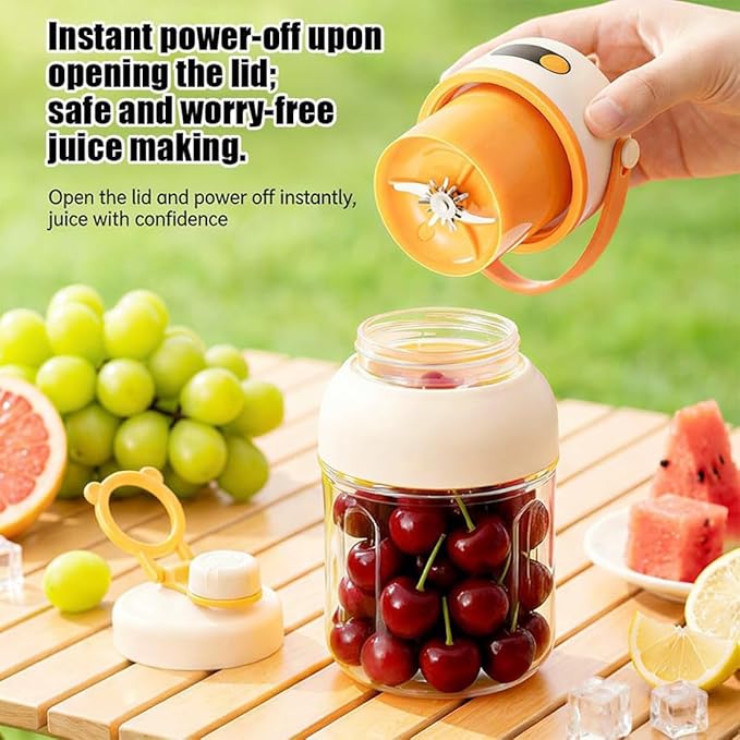 Portable Electric Juicer Cup with Zero Cord Hassle, 800-1200ML Personal Rechargeable Blender Portable for Shakes and Smoothies, with 36 Stainless Steel Blades, Straw and Two Lids (800ML/28.22OZ)