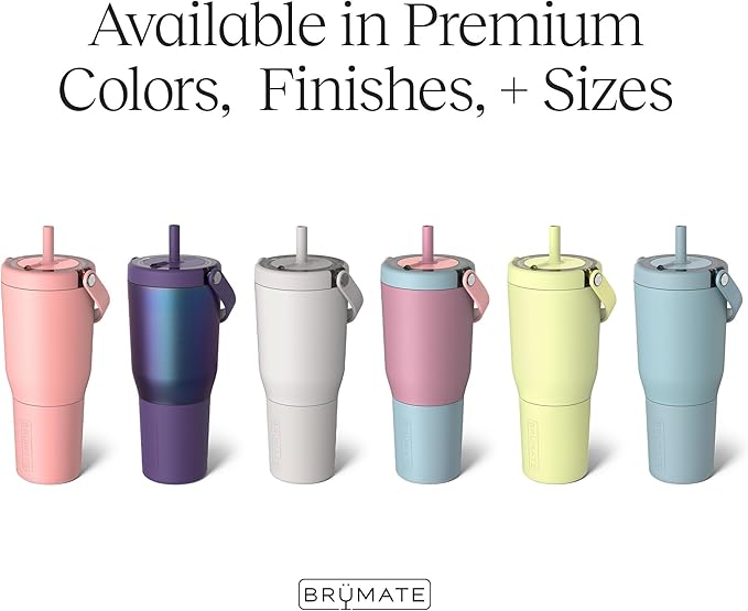 BrüMate Resa 35oz 100% Leakproof Tumbler w/Handle & Straw | Flexible SoftSip Straw | Silicone Sleeve for Durability | Stainless Steel | Cup Holder & Travel Friendly Water Bottle (Nightfall Blue)