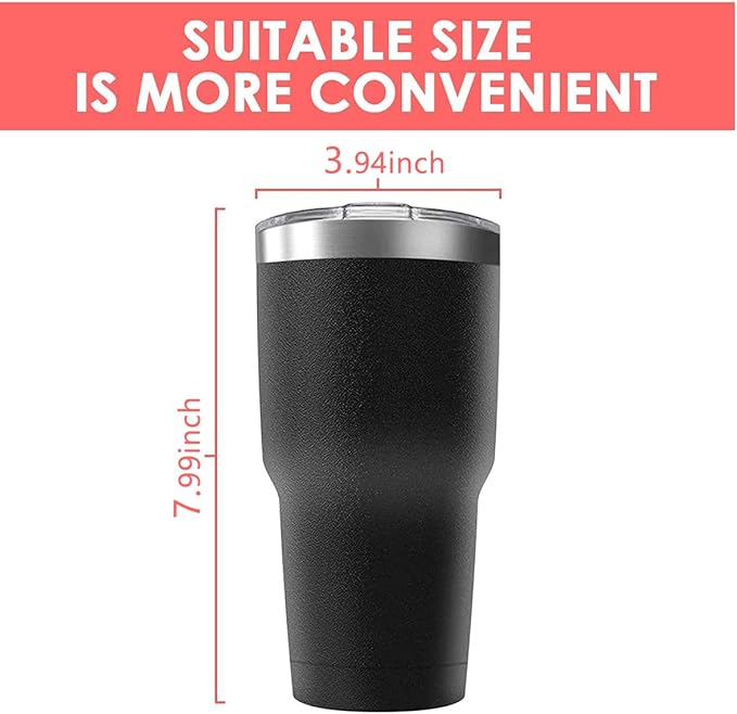 30oz Stainless Steel Travel Mug with Lid, 8 Pack Double Wall Vacuum Insulated Bulk Tumbler, Powder Coated Coffee Cup Suitable for Vehicle Cup Holders(Black)