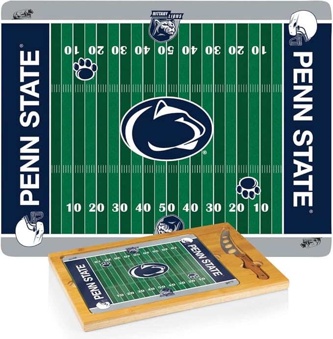 PICNIC TIME NCAA Icon Glass Top Cutting Board & Knife Set, Cheese Boards Charcuterie Boards, Serving Platter, (Parawood & Bamboo)