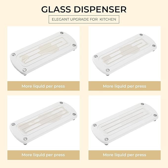 [Luxury] Kitchen Soap Dispenser Set - 16OZ White Glass Bottle, Stainless Steel Pump, Instant Dry Tray, Waterproof Labels, Non-Slip Silicone Pad, and Dish Brush | Upgrade for Your Kitchen and Bathroom