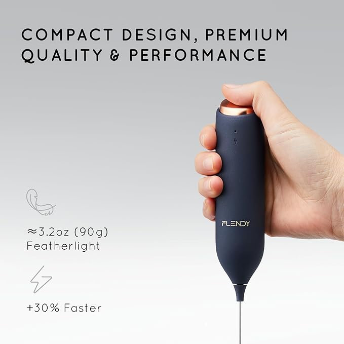 Flendy Rechargeable Milk Frother Handheld, Coffee Frother Handheld with USB-C Charging Stand, Electric Drink Mixer Handheld, Mini Electric Whisk Frother for Coffee, Matcha, etc