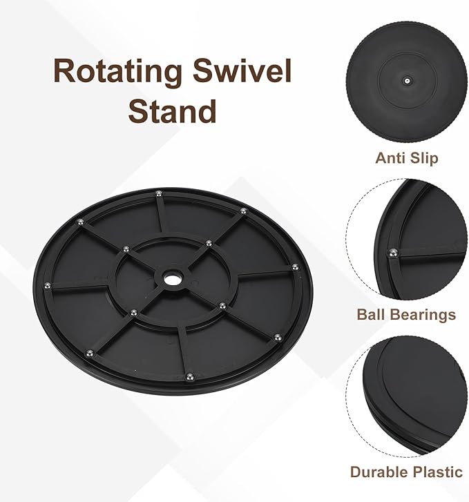 uxcell 3Pcs 12 Inch Rotating Swivel Stand with Steel Ball Bearings, 360 Degree Rotating Lazy Susan Turntable Organizer Round Rotating Plate for TV Sculpture Computers Monitor, Black