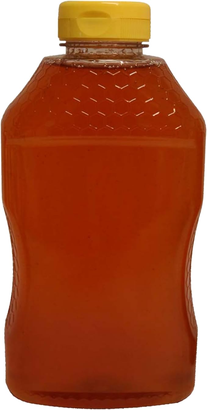 Mann Lake Refillable Hourglass Honey Jars | 2 lb Plastic Containers with Yellow Flip-Top Lids | Empty Bottles for Honey Storage & Dispensing | 12-Pack (Honey Not Included)