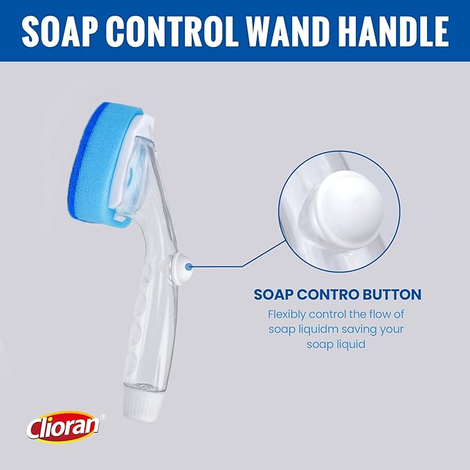 Dishwand Refills Soap Control Handle,6 Heavy Duty Dish Wand Sponge Heads,Non Scratch Scrubbers Replacement Refill Brush Dispenser,Dishwashing Scrub