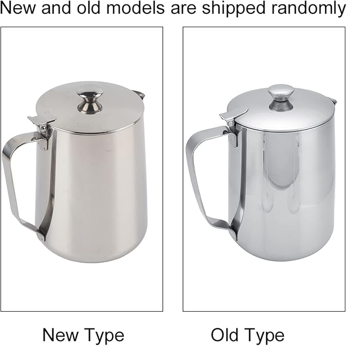 Stainless Steel Milk Frothing Pitcher with Lid for Latte Coffee Art, Small 3oz Creamer Jug, Metal Barista Set, Mini Cup for Health Gear Coffee (1500ML)