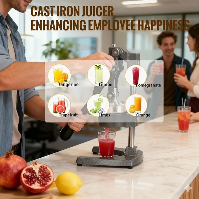 Cast Iron Juicer, Cast Iron Juicer Hand Press Heavy Duty for Squeeze Fresher Juice from Oranges, Lemons, Pomegranates, Effortless, Stable, Easy Clean for Home, Bar, Commercial Use