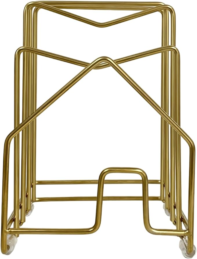 Pot Lid Organizer Cutting Board Holder Inside Cabinet 304 Stainless Steel Pot and Pan Organizer Under Cabinet Cover Cookie Sheet Bakeware Serving Tray Cooling Rack Stand Kitchen Countertop Matte Gold