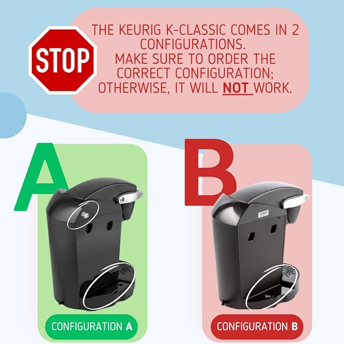 Replacement Water Reservoir Tank for Keurig K-Classic ONLY - B44, B40, B45, B50, K40, K45, K50, K55 Brewing Systems - 48 oz - CONFIGURATION A - ([ PRO TIP: WATCH VIDEO TO VERIFY CONFIGURATION ])