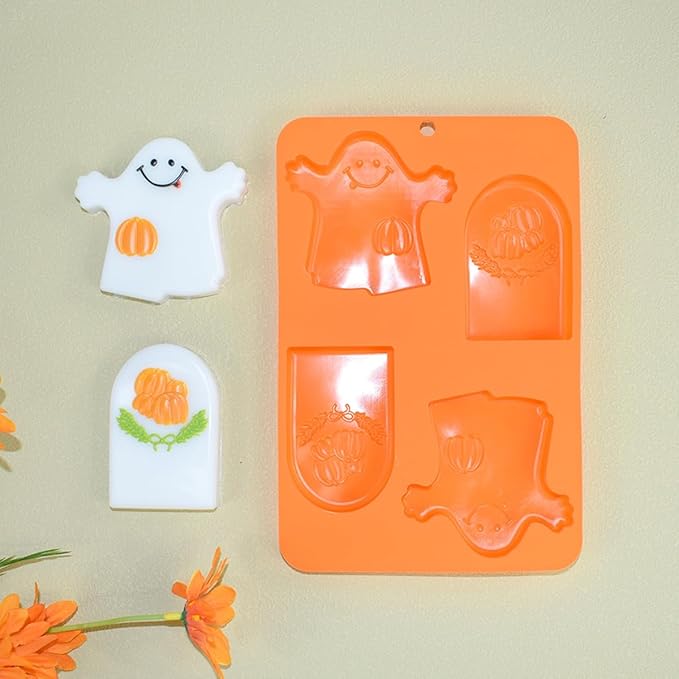Halloween Ghost Silicone Molds, Non-Stick Baking Mold for Making Jelly, Chocolate and Cake (B_ Ghost)