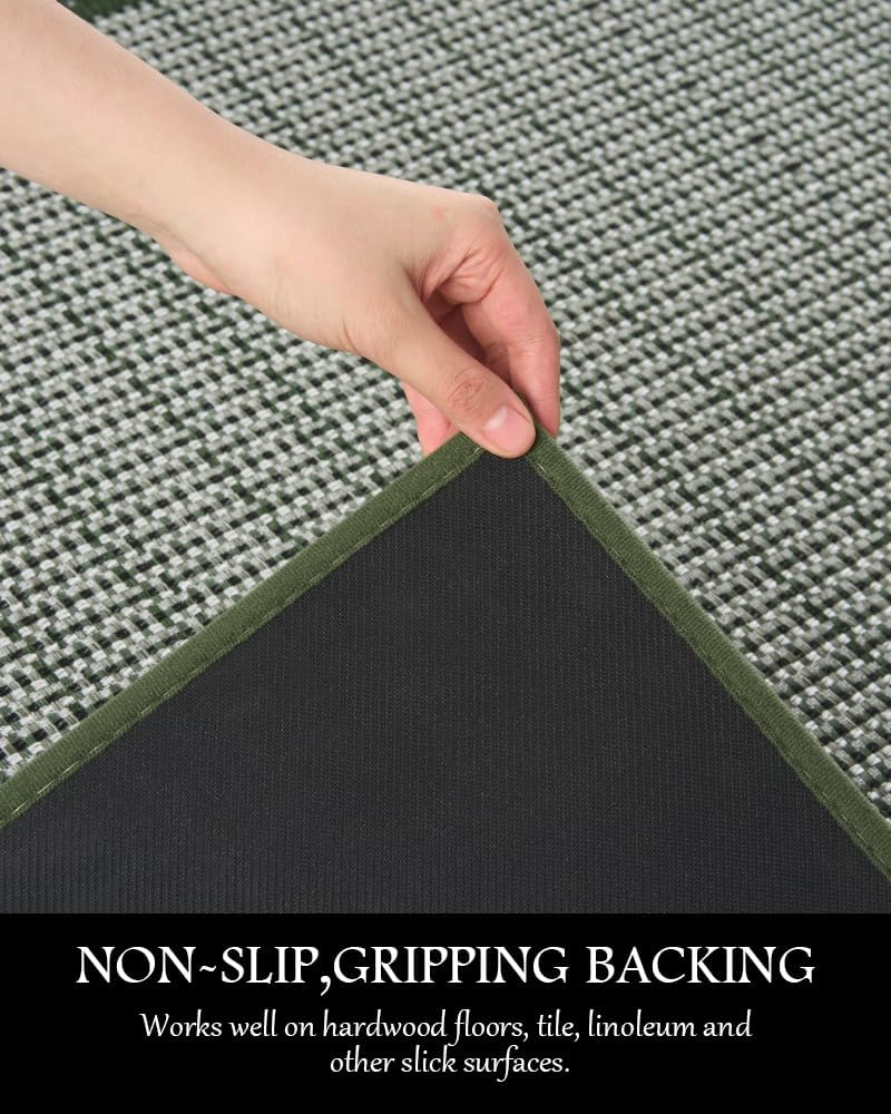 PADOOR Kitchen Mats for Floor, Kitchen Rugs Non Slip Washable, Half Circle Kitchen Floor Mat Sink Rug Rubber Backed Super Absorbent, 20"x32" Green