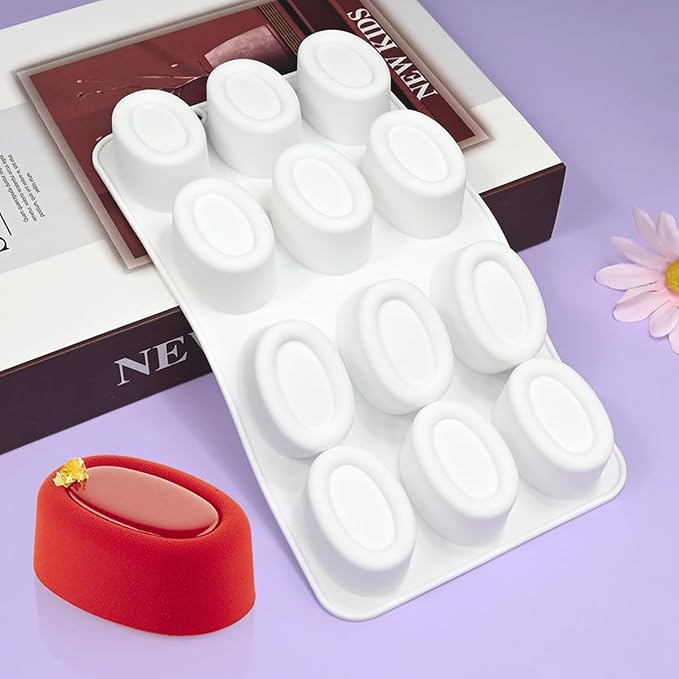 mostsom Silicone Molds Mousse Molds Silicone Oval Silicone 3D Baking Mousse Cake Mold Dessert Molds DIY Aromatherapy Candle Plaster Mould Handmade Soap Mold (D_ Small Oval)
