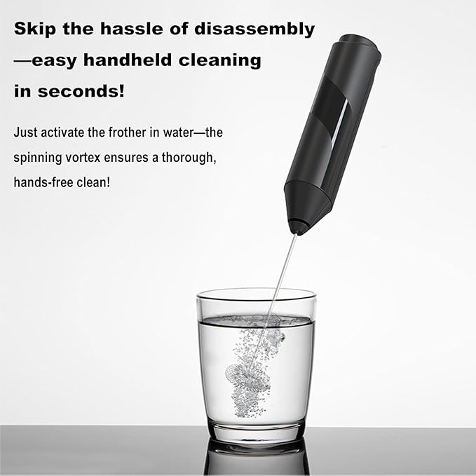 Handheld Milk Frother with Cover- 15-Second Silent Drink Mixer, Travel-Ready with ABS Sleeve, Battery-Powered for Coffee, Matcha & Shakes