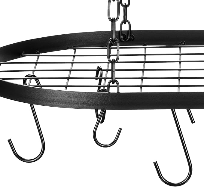Patelai 20 Inch Pots and Pans Organizer Hanging Rack Pot and Pan Organizer with 20 S Hooks for Home, Restaurant, Kitchen Cookware, Utensils, Books, Household(Black)