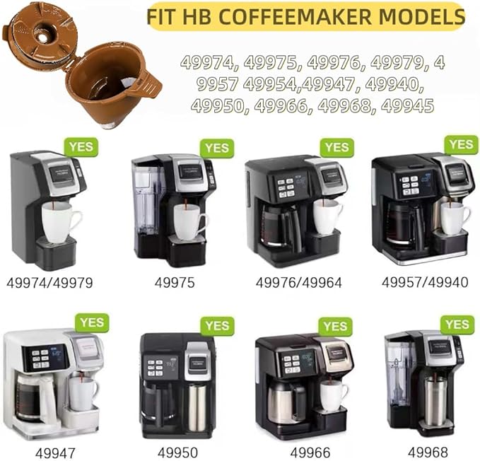 2 Pack-Reusable Single Serve Coffee Filter Coffee Brew Basket for Hamilton Beach FlexBrew Coffee Maker Models 49974 49975 49976 49979 49950 49966 49957 49954 49947 49940 Filter Part